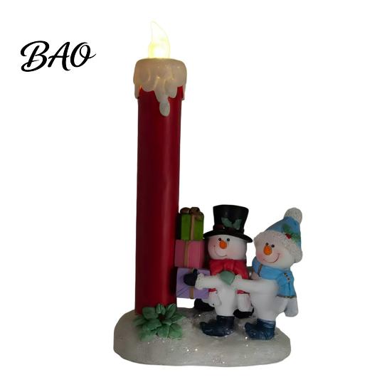 Safe Led Candle Table Decor Christmas Resin Figurine Holder, LED Flameless Electronic Light, Holiday Home Ornaments Snowman Elf Reindeer Tabletop