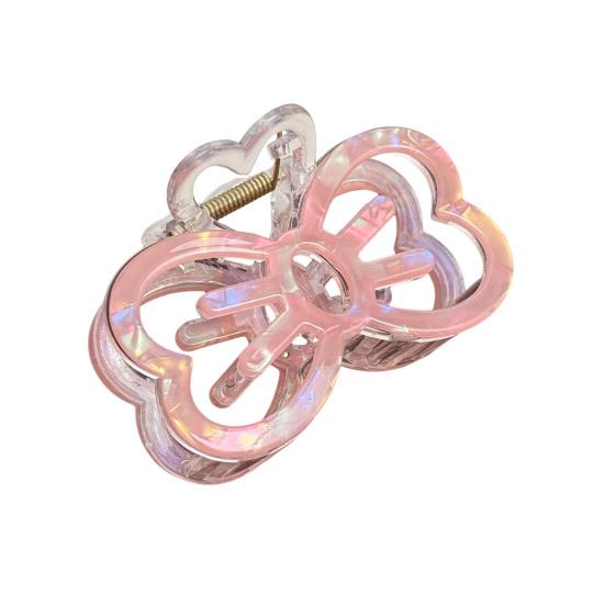 Hair Claw Hollow Bow Shape Colorful Transparent Texture Stable Grip Shark Clip Bun Half-Tied Hair
