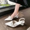 Fashion Female Pointed Toe Footwear Ankle Strap Ladies Medium Heels Shoes Shallow New 2025 Fashion Buckle Women 4cm Heels Pumps Shoes