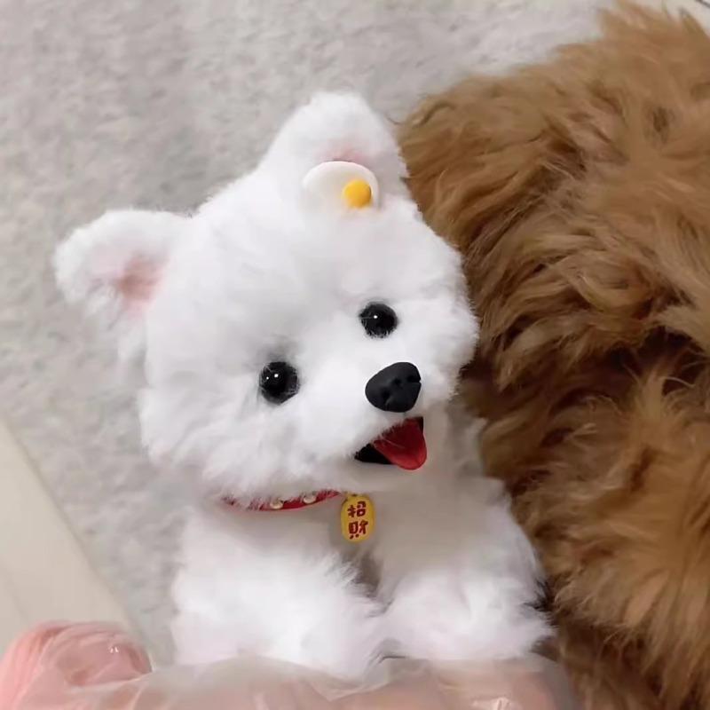 Подарок на день рождения для девушки/любителя собак, Реалистичный плюшевый щенок с роскошным мехом, Собака из скрученной синельной проволоки ручной работы