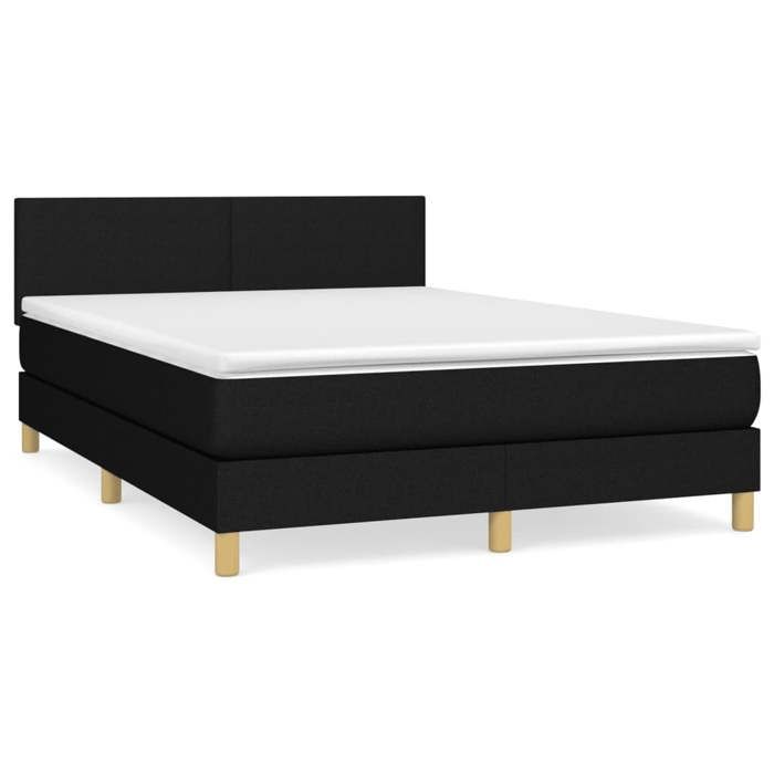 Maison Exclusive - Sommier à lattes de lit avec matelas Noir 140x190 cm Tissu