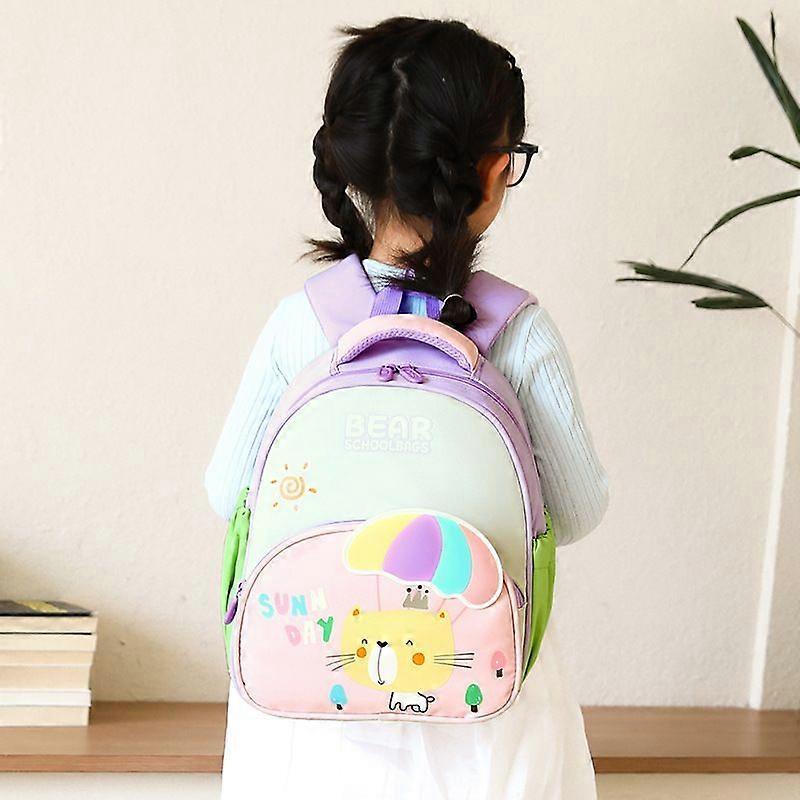 Cute cartoon kindergarten children's schoolbag boys and girls backpack 33*27*15cm Light blue