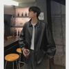 Men's Retro Oversized PU Leather Jacket - High-End Hong Kong Street Style for Autumn