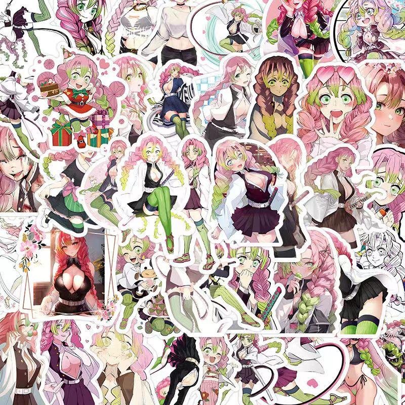 Mitsuri Kanroji Color Stickers, 52 Sheets (not Repeated), Waterproof and Sunscreen.