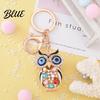 Owl Keychain with Enamel Accents Sparkling Rhinestone Car Key Ring