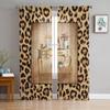 Leopard Print Dressing Table Tulle Curtains Kitchen Door Curtain Sheer Voile Christmas Curtains For Living Room