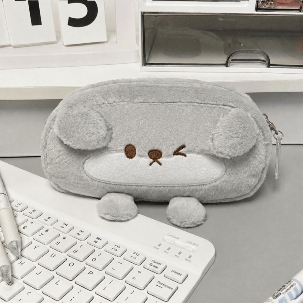Otter Shape Pen Bag Plush Stationery Bag Portable Stationery Pouch School Supplies