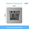 Universal Wall Light Switch Brushed Stainless Steel Panel,UK Type-c 18W Quick Charging Socket 220V Double USB Electrical Outlet