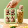 4 Grid 3D Little Teddy Bear Shape Ice Cube Silicone Mold Little Bear Ice Block Mold Household Ice Cream Ice Box Ice Mold