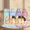 1PC Two Cats Cozy Rest Scene 750ml Color Plastic Sports Water Bottle Leakproof Flip Straw Lid Suitable for Sports Office Home Use