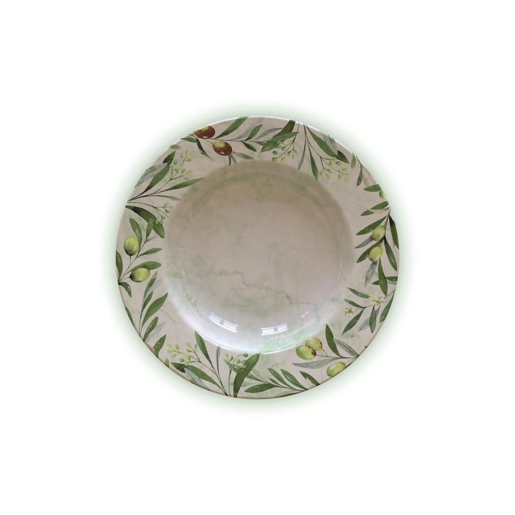 Tramontina Deep Plate Oliva White 23cm Rim Olive Pattern Porcelain Plate Porcelain Soup Plate Microwave Dishwasher Safe Simple Stylish Durable Made In