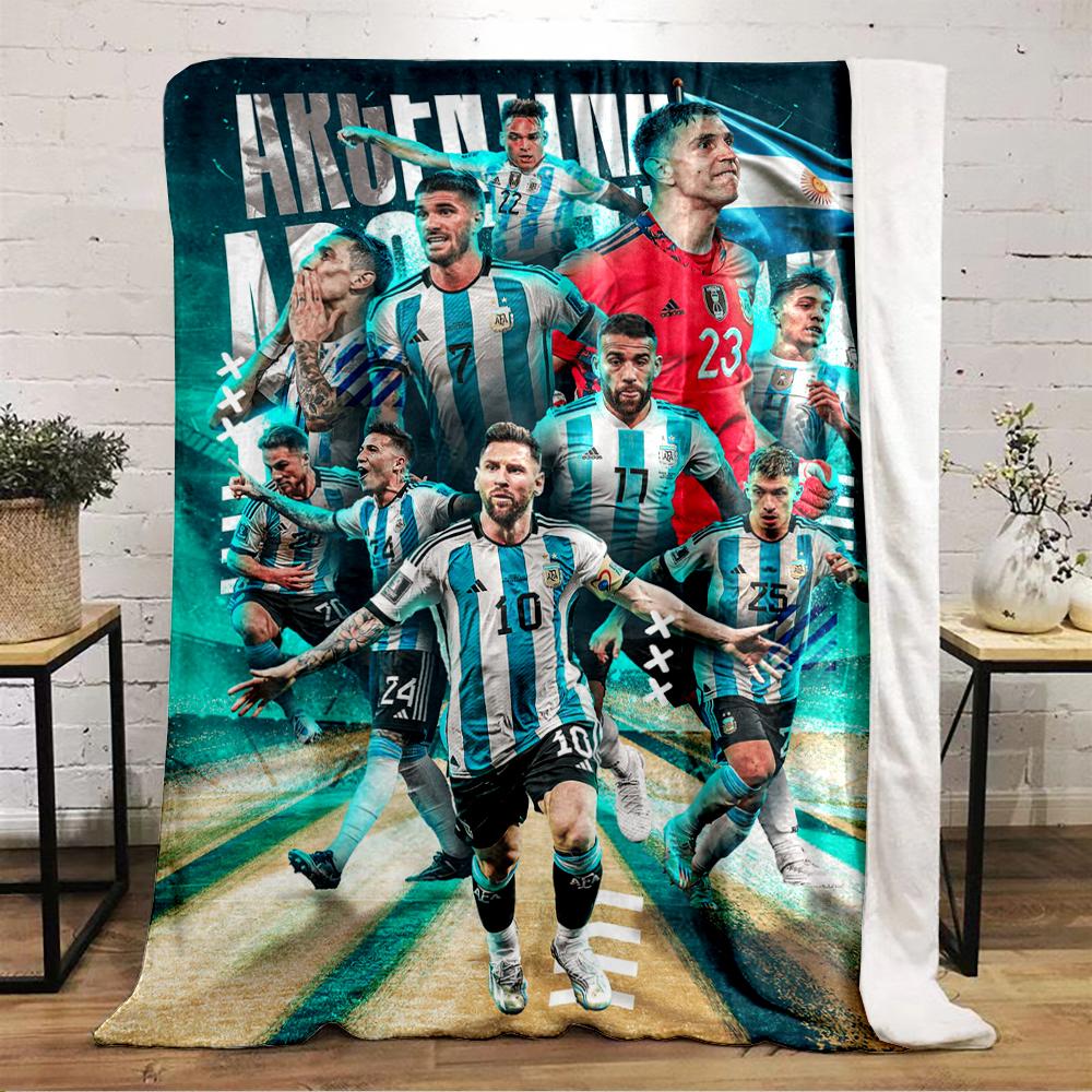 Argentina Soccer Theme Designed Flannel blanket for bedroom, living room, sofa, and nap