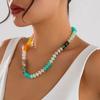 Acrylic Colorful Beads Choker Necklace Bohemian Y2K Neck Jewelry Rainbow Clavicle Chain  for Women