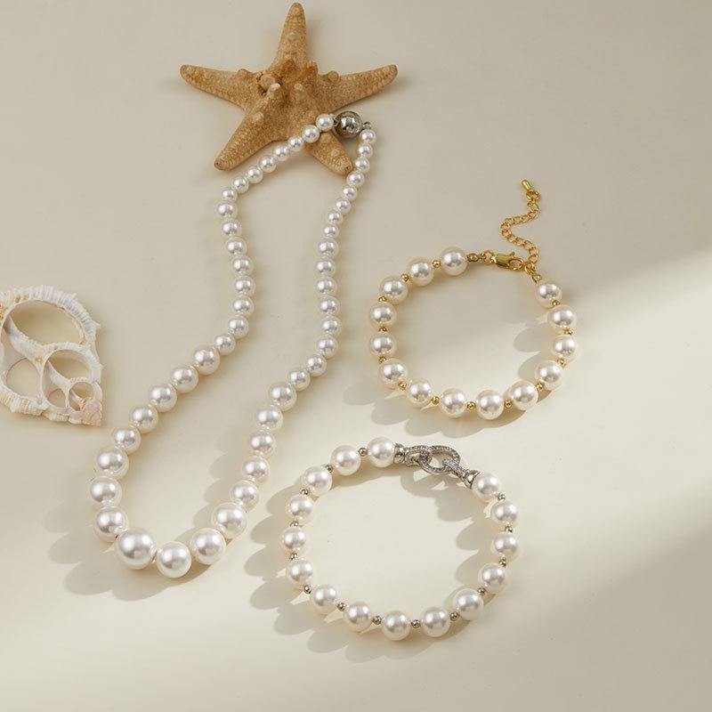 Набор барочных ожерелий и браслетов из жемчуга - Высококачественные медные аксессуары для осени/зимы