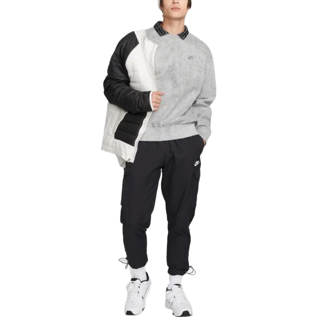 Nike Forward Collection, однотонный флисовый вязаный свитер с тиснением логотипа, мужской свитер, серый DQ4265-077