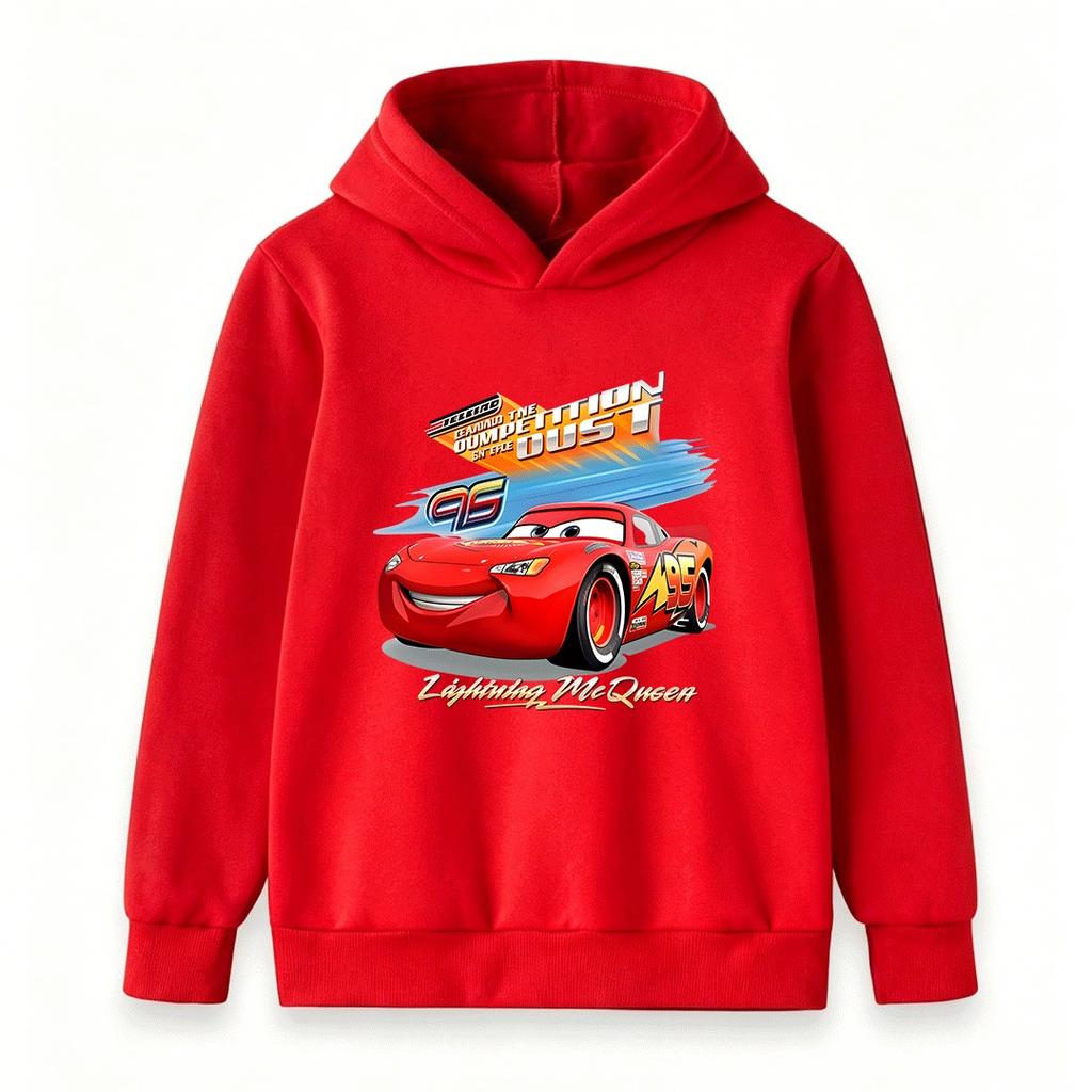 Kids Boys Girls Pullover Hoodie, Cool 96 Racing Car Print Long Sleeve Casual Hooded Sweatshirt for Children, Comfortable Soft Top for Daily Wear and S