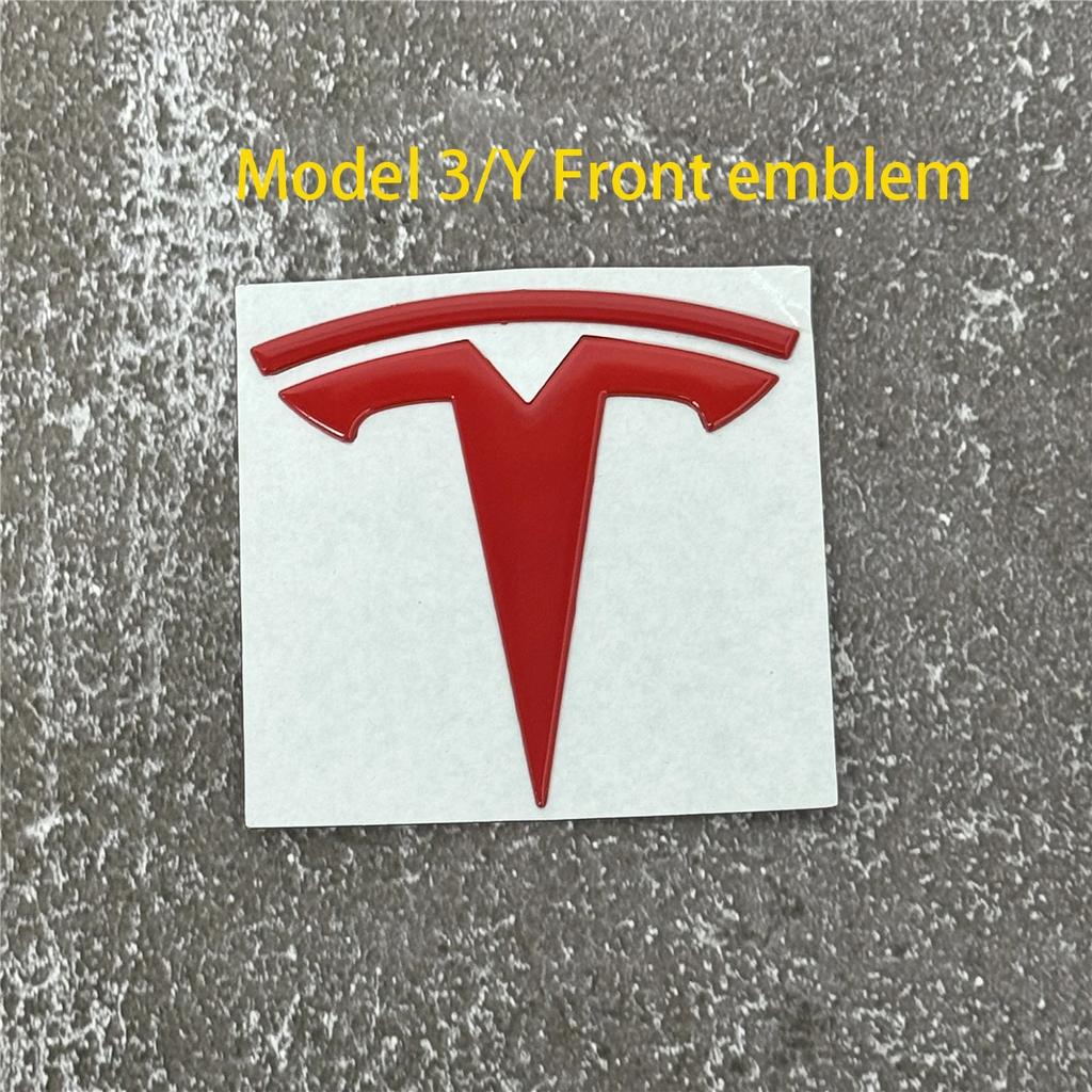 EPYFH1 Front Bumper or Rear Trunk Logo for Tesla Replacement Kit Model 3/Y - Metal Blackened Logo Emblem Car Exterior Decoration Parts