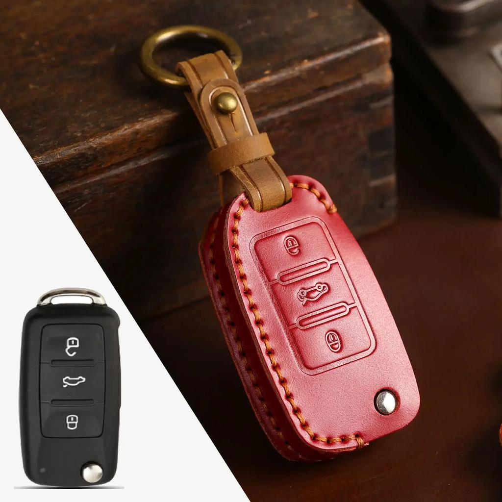 Кожаный чехол для ключа автомобиля для Volkswagen VW Polo Golf 7 Sagitar Passat для Skoda Octavia Брелок Ракушка Сумка Брелок Автоаксессуары