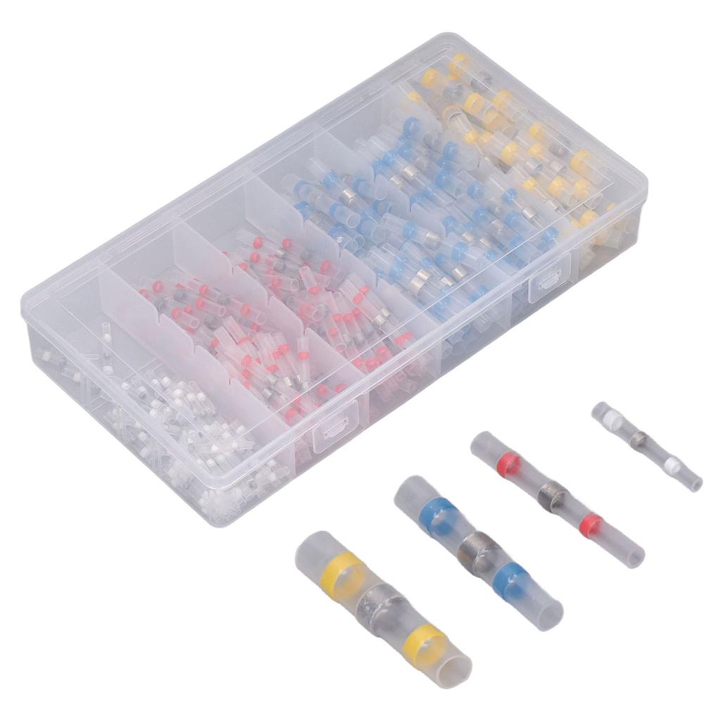 200 шт. термоусадочные провода соединительные клеммы стыковые обжимные водонепроницаемые изолированные набор