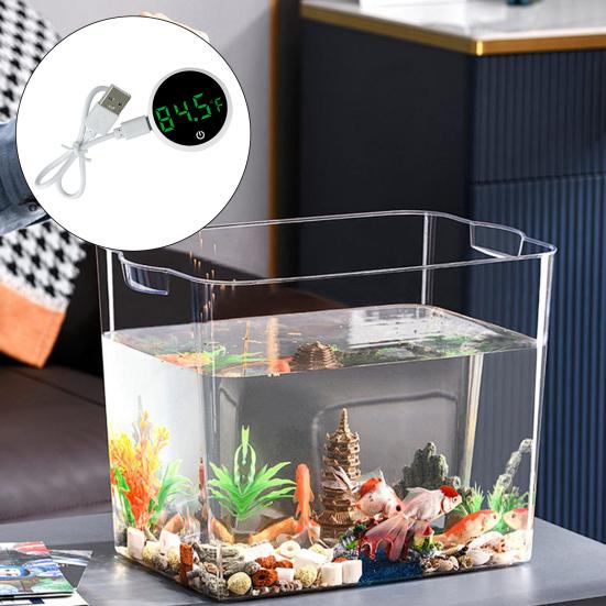 Цифровой термометр для аквариума со светодиодным дисплеем, беспроводной термометр для аквариума с наклейкой, измерение температуры воды в террариуме