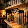 Декорации в форме летучей мыши, Библиотечный фонарь, Мини-лампа для книжной полки, Атмосферные светильники для уголка для чтения 'Жуткая тыква с привидением и шляпой', для кабинета, Светодиодные