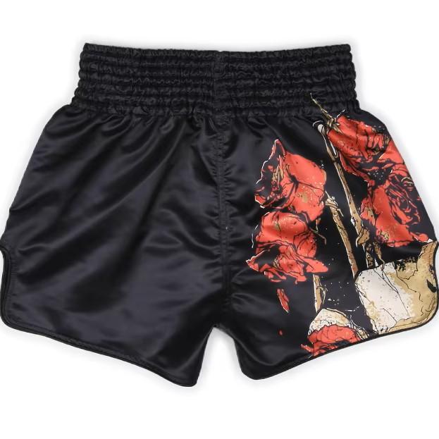 Skull Rose Flower Muay Thai MMA UFC Martial Arts Shorts Pants Kickboxing Boxing Fight Unisex Men Women Kid Quick Dry Print Elastic Polyester Training