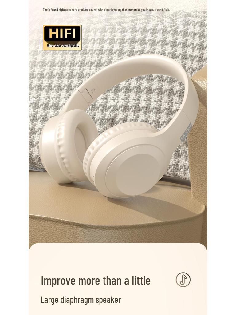 V5 Bluetooth 5.3 Полноразмерные наушники: Беспроводные/проводные с микрофоном, слот для карты, совместимость с музыкой и играми