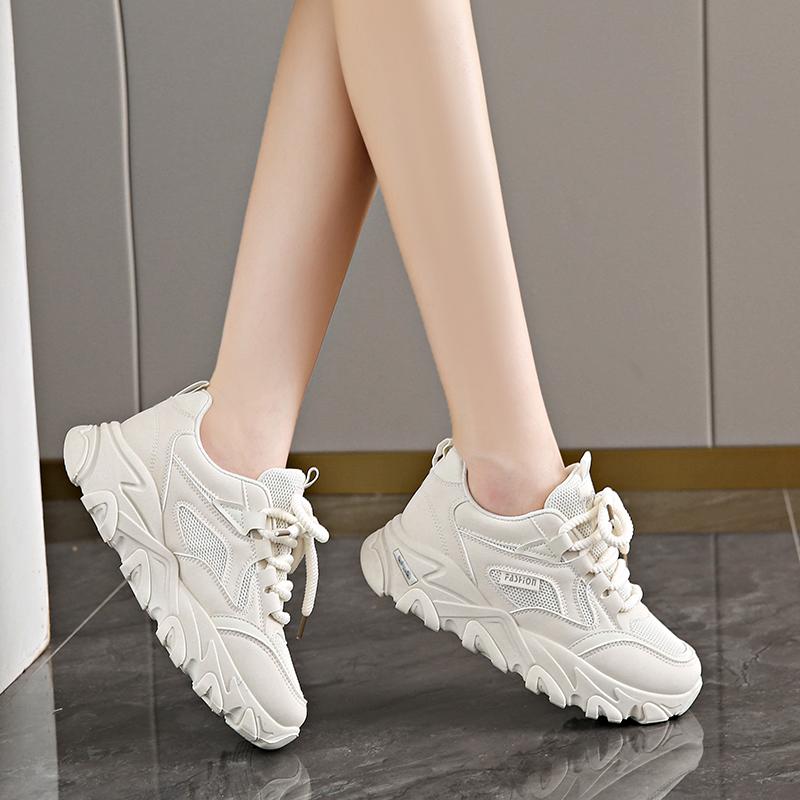 CRLAYDK Walking Shoes for Women Mesh Platform Chunky Fashion Sneakers Running Lace-Up Comfortable Sport Work Casual Tennis