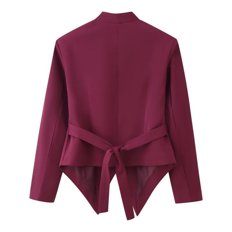 2026 Womens Fitted Short Blazer Pleated Design Single Breasted Casual Streetwear Jacket W017