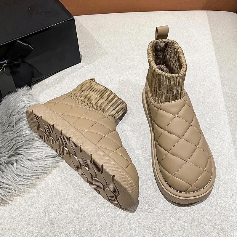 2024 New Snow Boots Women's Velvet Thickening Winter Fashion Short-tube Slip-on Warm Bread Cotton Shoes Winter Boots Women Boots