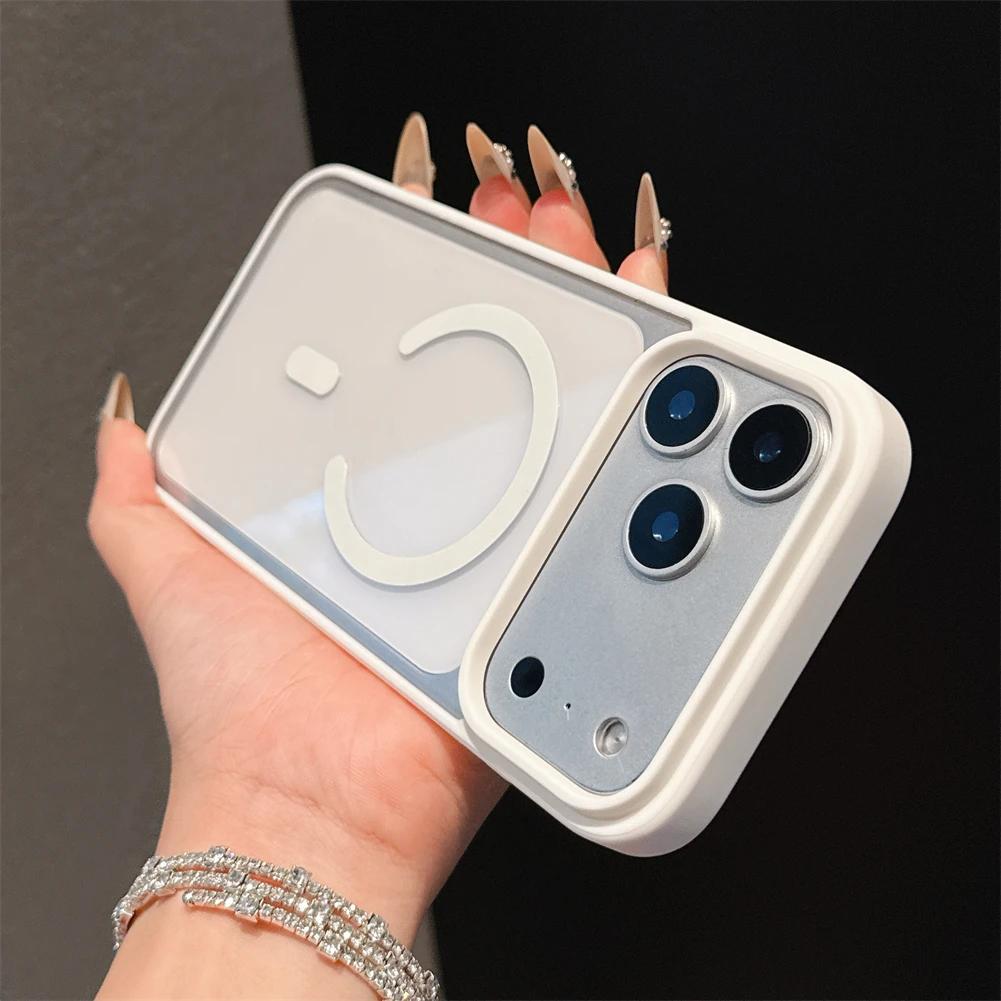 Роскошный магнитный чехол конфетного цвета для Magsafe для iPhone 17 Pro Max, прозрачный матовый край, гибридный силиконовый мягкий жесткий чехол-накладка