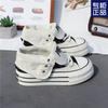 Niche Platform Canvas Shoes Women's Shoes 2025 Spring and Autumn New Fashion Design Casual Board Shoes High Top Two Shoes