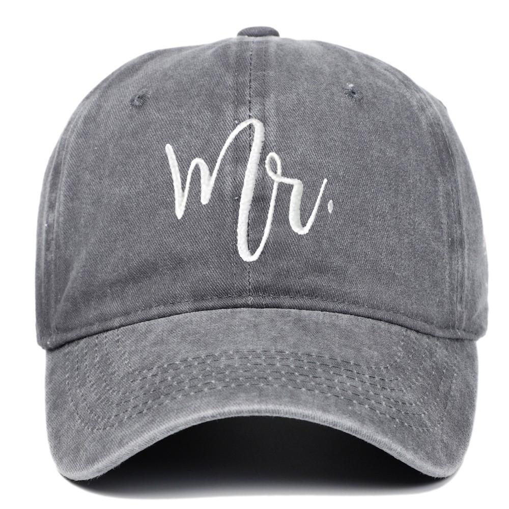 Adjustable Mr Mrs Embroidery Caps Washed Cotton Outdoor Sunscreen Hats Couple Baseball Hats