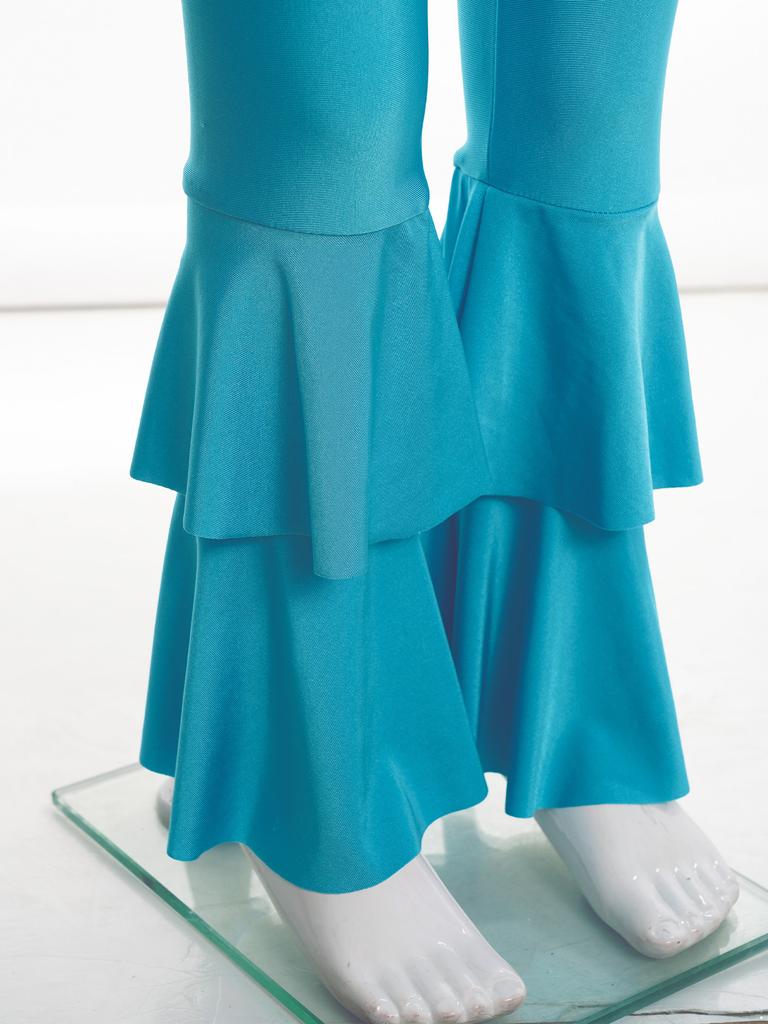 Детская одежда для выступлений, многоуровневые брюки-клеш, трико с пайетками