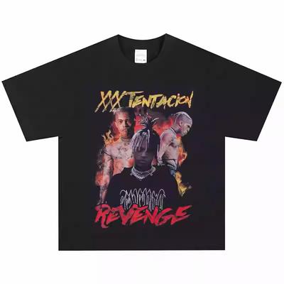 2026 XXXTentacion Хип-хоп Рэп-певец Футболка Американский Ретро Уличный Тяжелый Хлопок Короткий Рукав Винтажный Модный Удобный