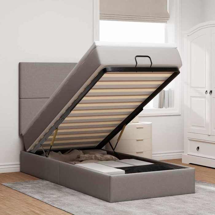 Maison Exclusive - Lit ottoman avec matelas taupe 90x200 cm tissu