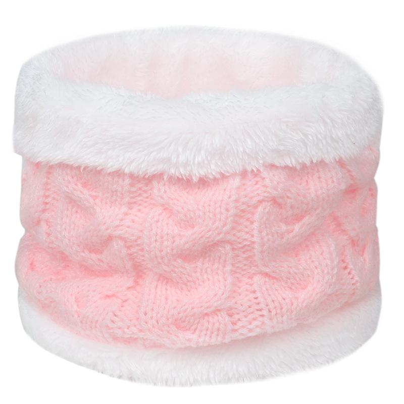 Solid Color Baby Scarf Autumn Winter Children Plush Knitted Scarves Thicken Warm O Ring Scarf Boys Girls Neck Warmer Collar