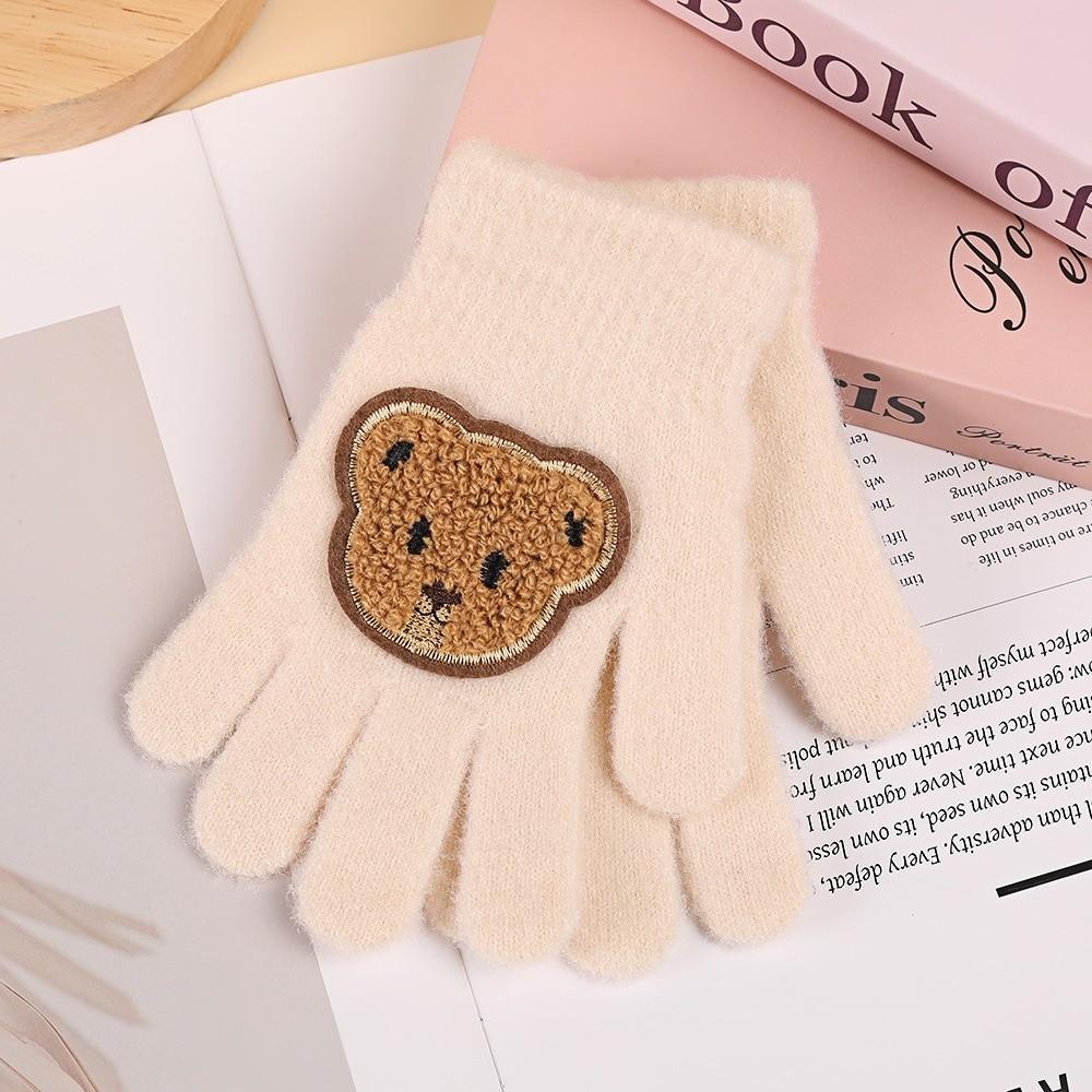 Windproof Warm Mittens Cute Cartoon Bear Full Finger Gloves New Children Gloves Children