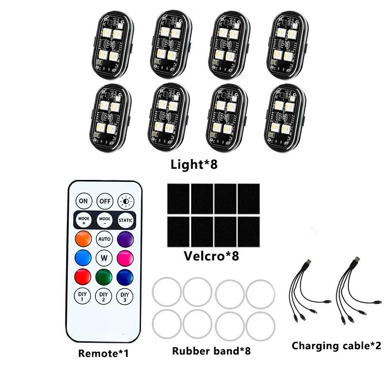 RGB Led Car Strobe Lights Motorcycle LED Flash Position Wireless Light Aircraft Airplane Helicopter Warning Lights Accessories