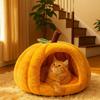 Пещера для кошек Тыква Домик для кошек Нескользящая Теплая Утолщенная Лежанка для сна кошки Полузакрытая Удобная Кровать для питомца кошки Осень Зима