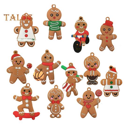 12 шт. Рождественские пряничные человечки, украшения для рождественской елки, подвесные украшения в виде пряничной куклы для праздничного декора дома
