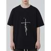Black T Shirt with Faith Cross Print for Casual Wear