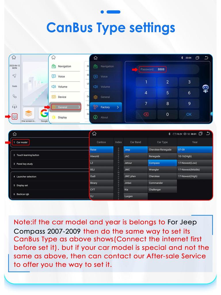 2007-2009 Jeep Compass Android GPS-навигатор с большим экраном