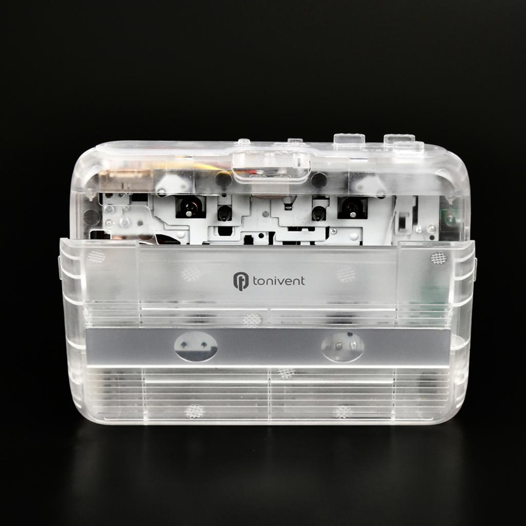 Портативный BT кассетный плеер TONIVENT Стерео Автореверс Мини Прозрачный Плеер для кассет и FM-радио с AUX-входом 3,5 мм