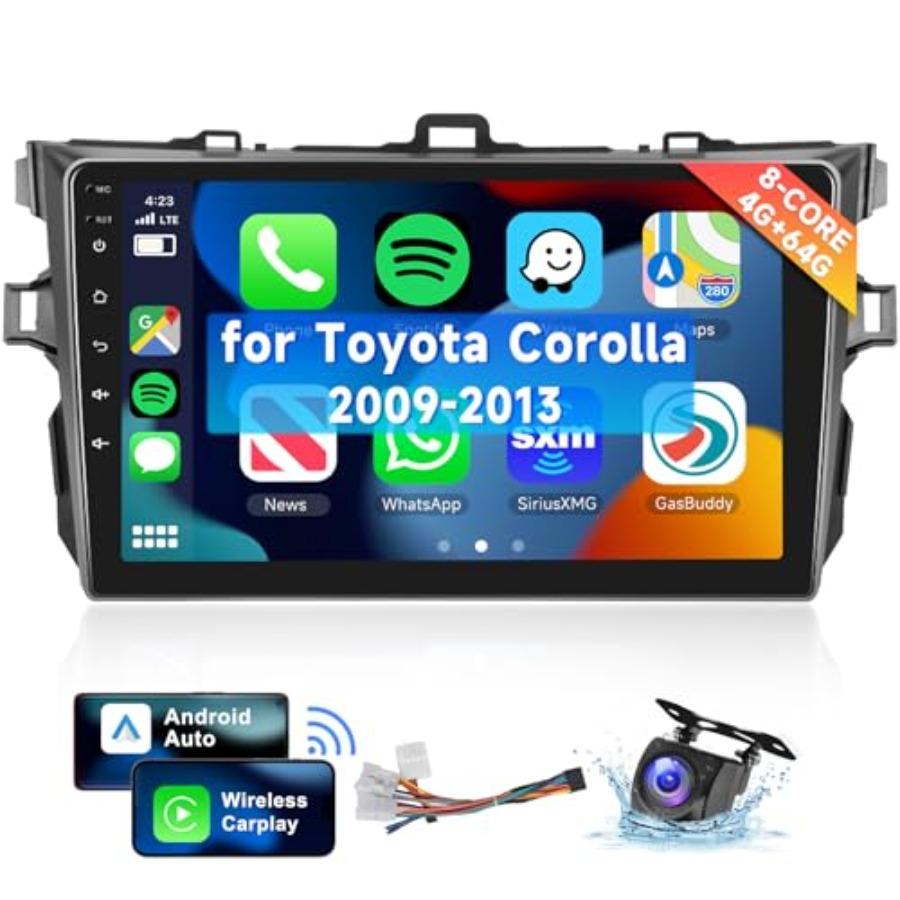 Car stereo for Toyota Corolla 2009-2013: 9-inch IPS touchscreen, Android 15, 8-core, 4GB+64GB, wireless CarPlay/Android Auto, B
