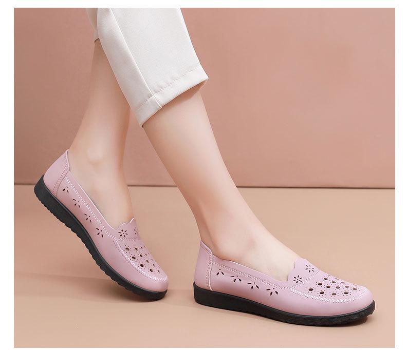 Летние дышащие кожаные сандалии для мамы – Мягкая подошва, Нескользящие балетки для женщин среднего и пожилого возраста