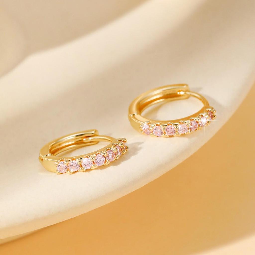 Серьги-кольца из меди с инкрустацией цирконами - Женские классические, универсальные, стильные каффы