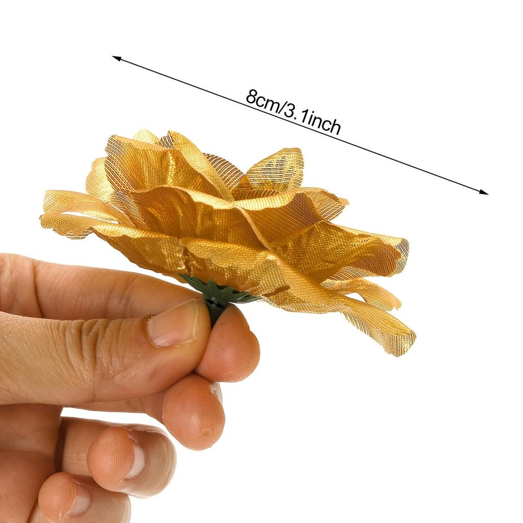 30Pcs Gold Artificial Flowers 8CM Fake Flower Christmas Decoration Xmas Tree for Home Decor New Year 2026 Gifts Accessories