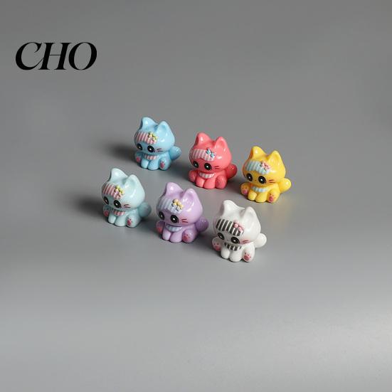 Cute Cat Collectible 3 Pcs Mini Resin Figurines, Cartoon Miniature Kittens Animal Model Tiny Desk Accessory for Fairy Garden, Moss Landscape,
