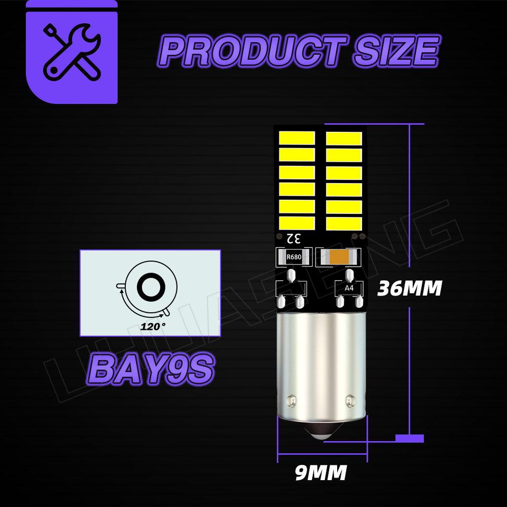 UHUASENG 2PCS Led T10 Bulb BA9S BAX9S BAY9S H6W H21W W5W T4W 4014 Interior Rear Fog Indicator Signal Lamp Car Parking Light 12V License Plate Lights